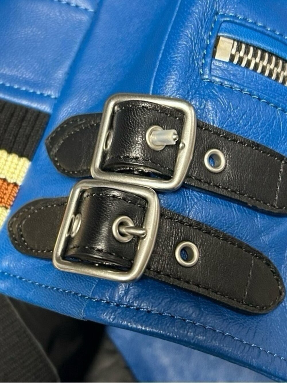 Coach 1941 Cityscape Lamb Leather Jacket Star Sleeve Blue Runway Women’s 2 - Picture 2 of 16
